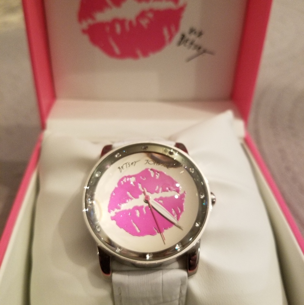 Betsey Johnson pink lips watch